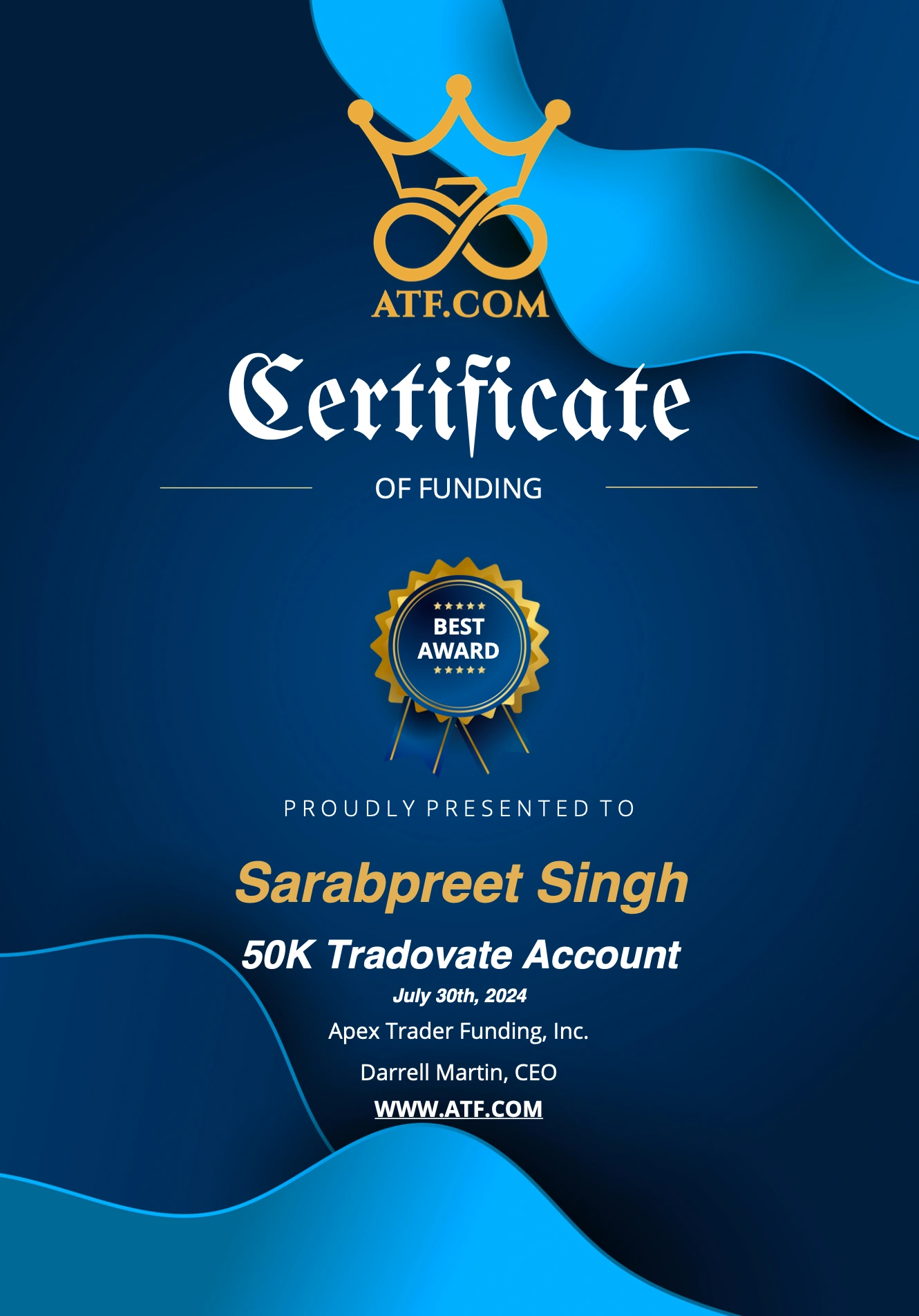 ATF Trader Funding Milestone
